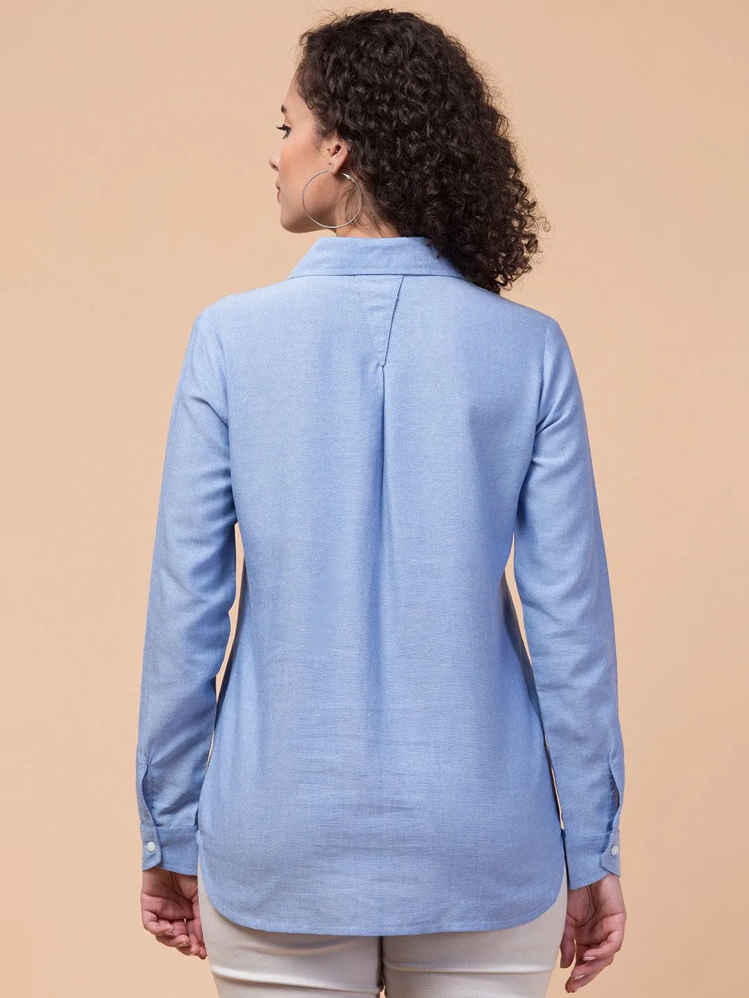 Blue Solid Relaxed Shirt