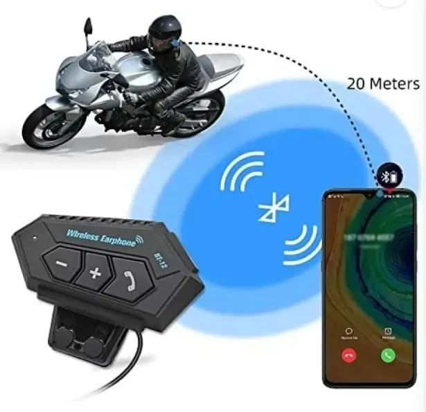 Bluetooth Headset for Motorcycle Helmets - Black - BSDDP BT12