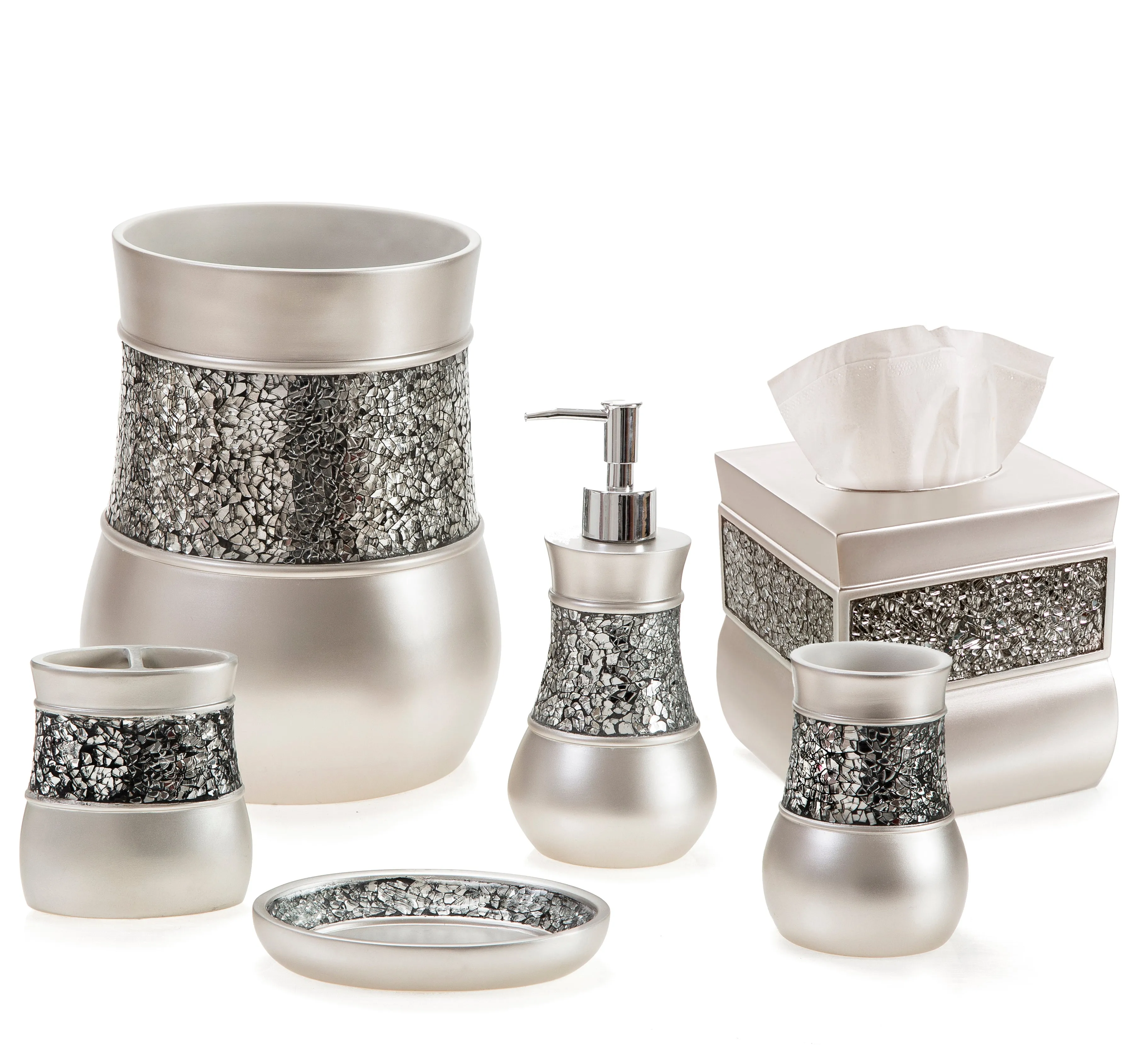 Brushed Nickel 6 Piece Bathroom Accessories Set