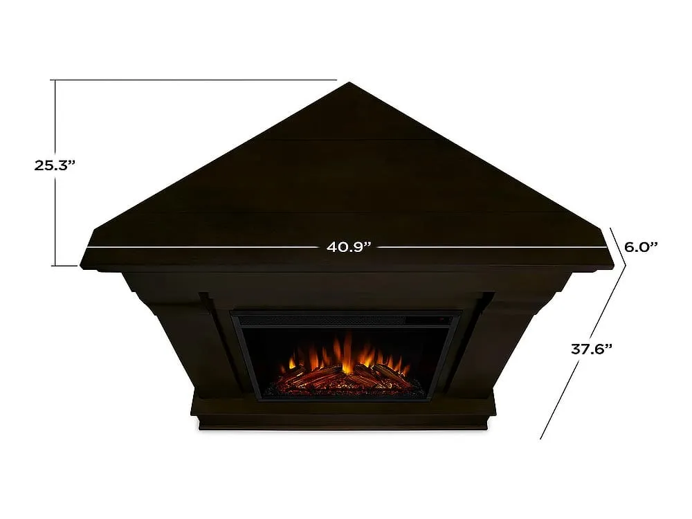 Chateau Corner Electric Fireplace Mantel Package in Dark Walnut