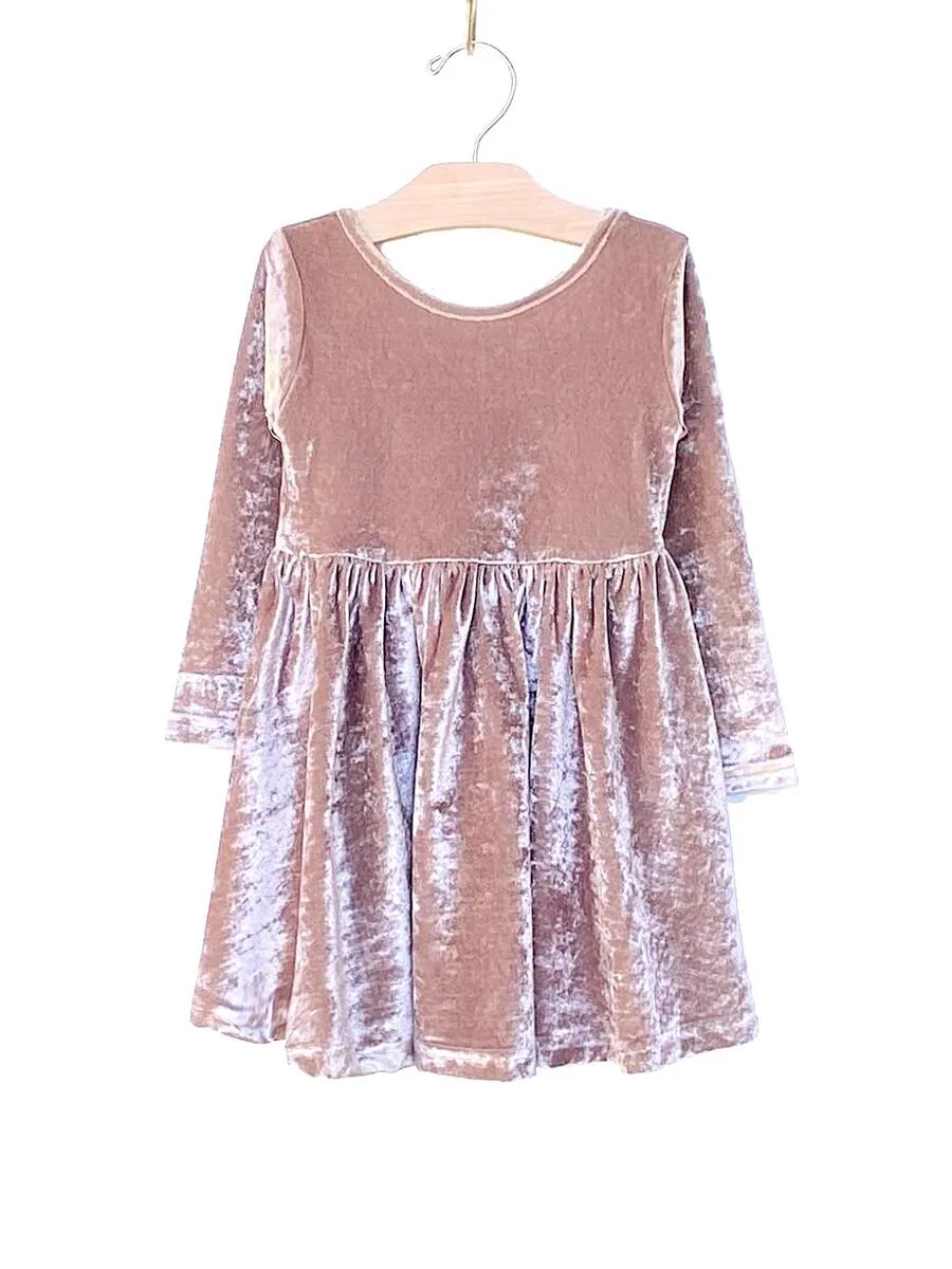 City Mouse Velour Twirl Dress - Dusty Rose