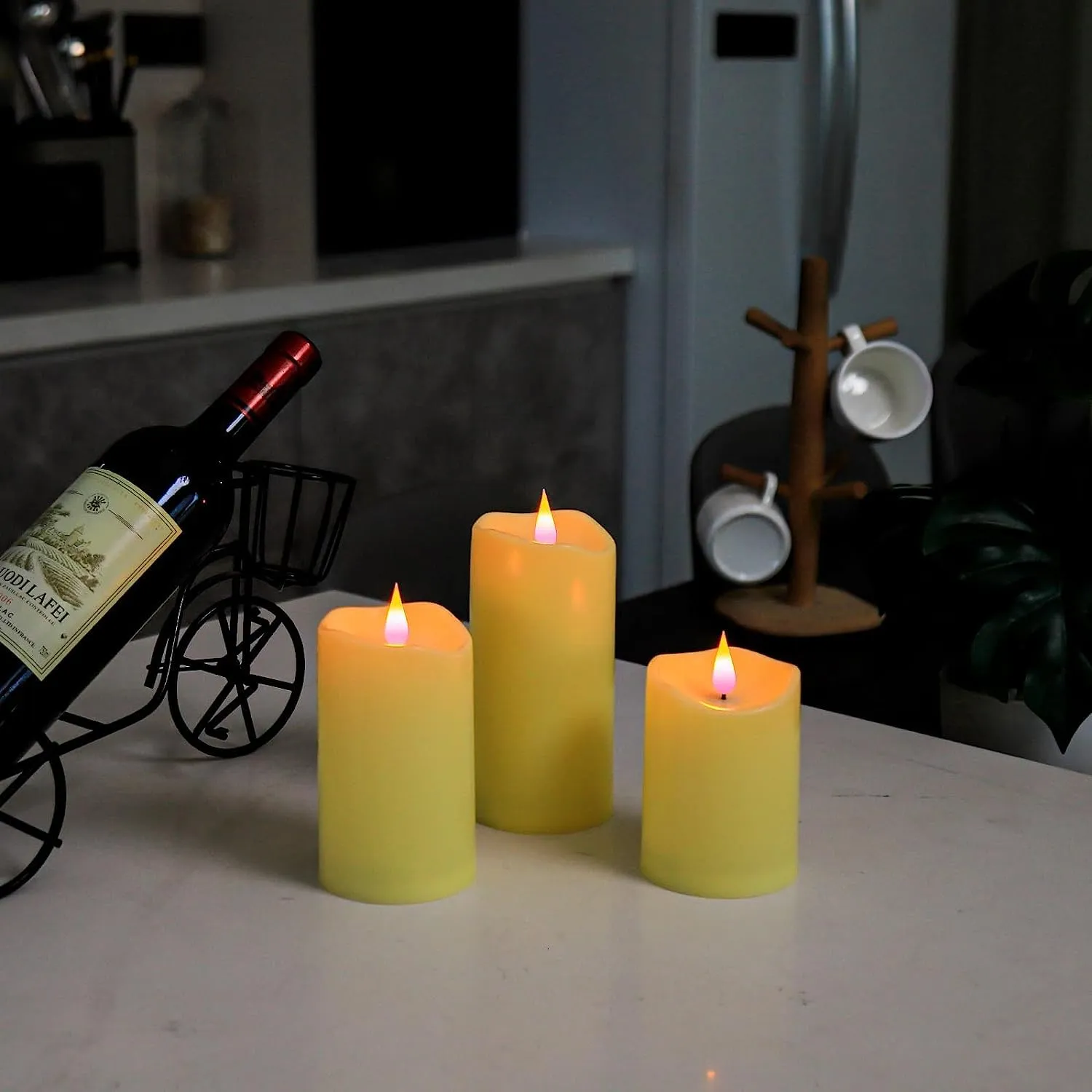 COLBEX Flameless Candles, Flickering Moving Flame LED Candles, Battery Operated Candles with Remote and Timers, Ivory Frosted Plastic