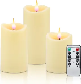 COLBEX Flameless Candles, Flickering Moving Flame LED Candles, Battery Operated Candles with Remote and Timers, Ivory Frosted Plastic