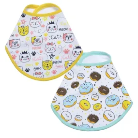 Combo Of Meow Meow And Sweet like A Doughnut Feeding Bibs- (Pack of 2)