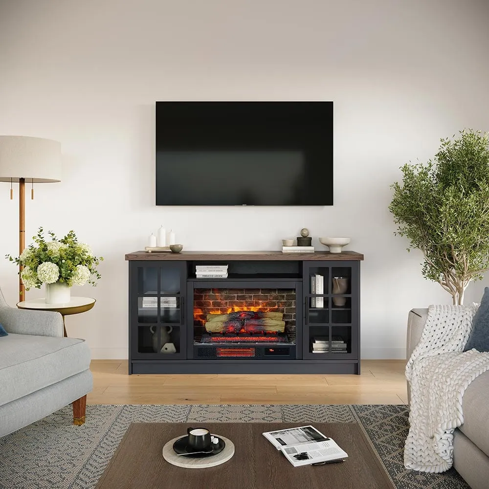 Dalton 60-in Steel Blue Electric Fireplace TV Stand