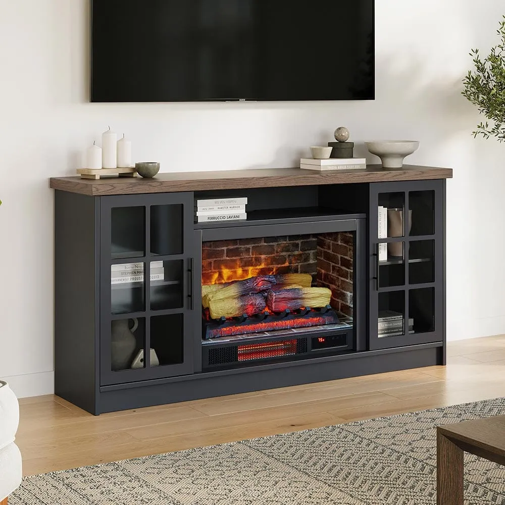 Dalton 60-in Steel Blue Electric Fireplace TV Stand