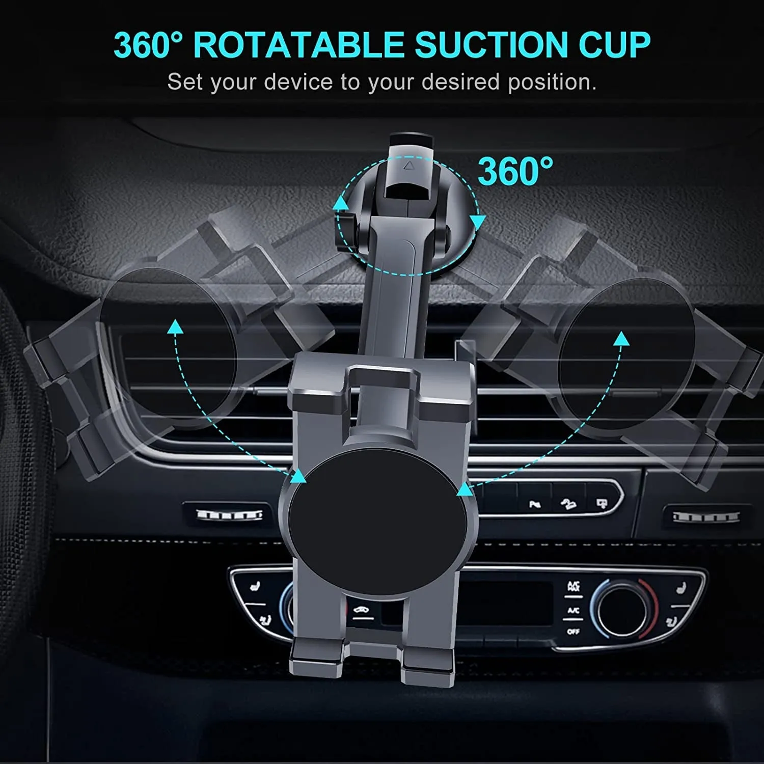 Dashboard & Windshield Car Tablet Mount Holder, 360° Rotatable Suction Cup Window Dash Phone Stand for Ipad Pro 12.9/9.7/11/10.5/Air/Mini 6 5 4, Samsung Galaxy Tab, Iphone 14/13, 4.7"-12.9" Tab Phone