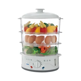 Elecrtric Food Steamer 900w with 60 minute Timer, 3 Food Grade Containers  - white (3052)