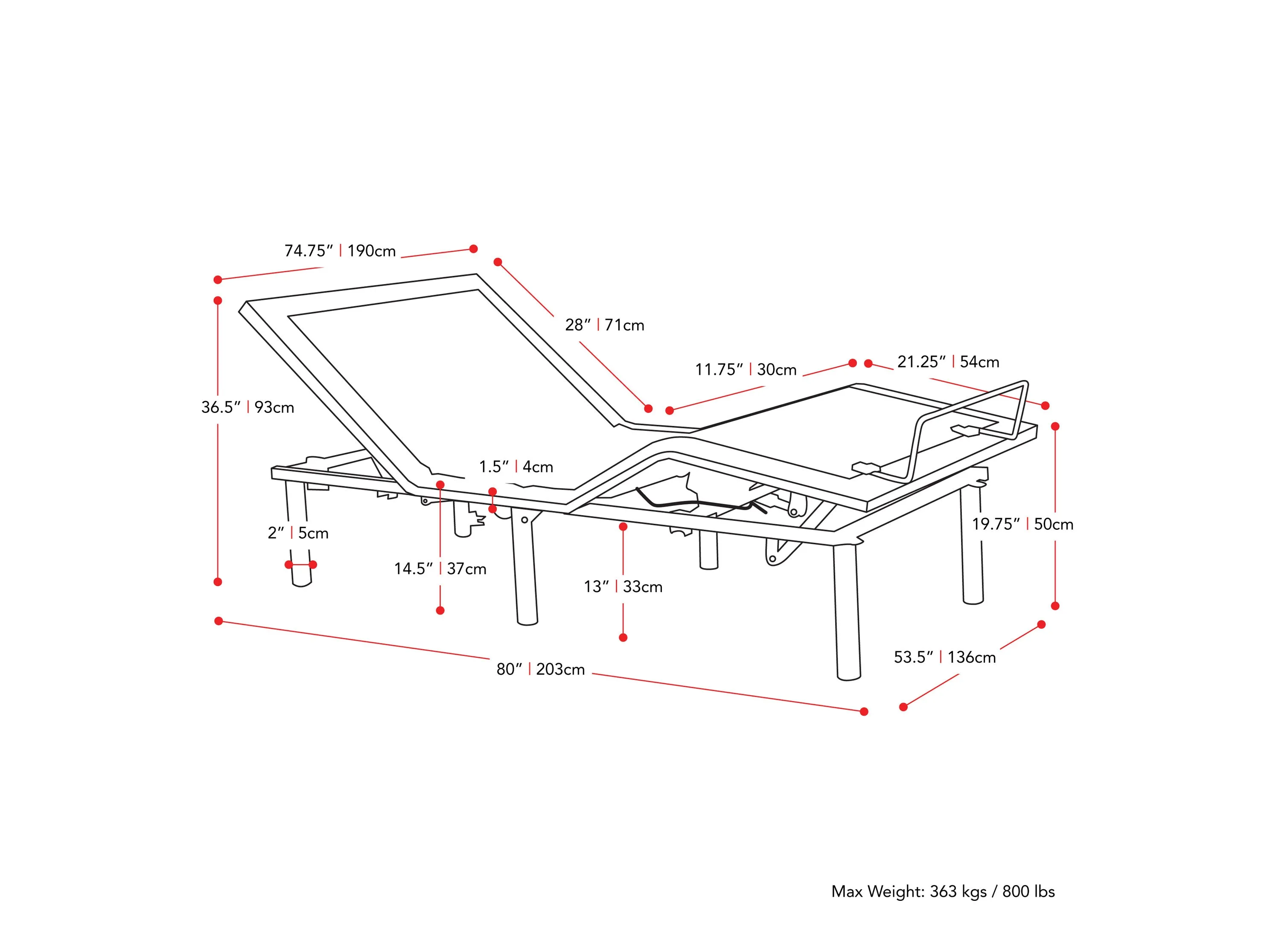 Electric Adjustable Bed Frame, King