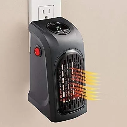 Electric Room Heater Compact Plug-in Wall Outlet Space Heater 400Watts Handy Air Warmer Blower Adjustable Timer Digital Display