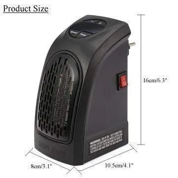 Electric Room Heater Compact Plug-in Wall Outlet Space Heater 400Watts Handy Air Warmer Blower Adjustable Timer Digital Display