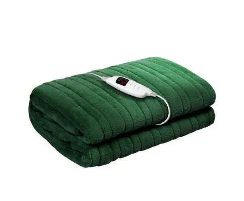 Electric Throw Rug Heated Blanket Washable Snuggle Flannel Winter Green