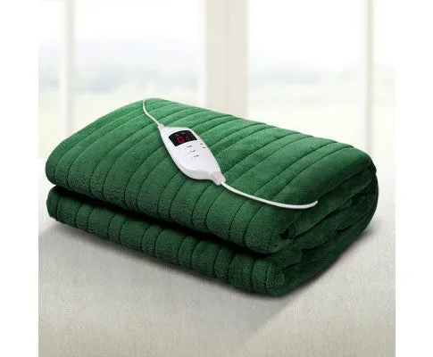 Electric Throw Rug Heated Blanket Washable Snuggle Flannel Winter Green