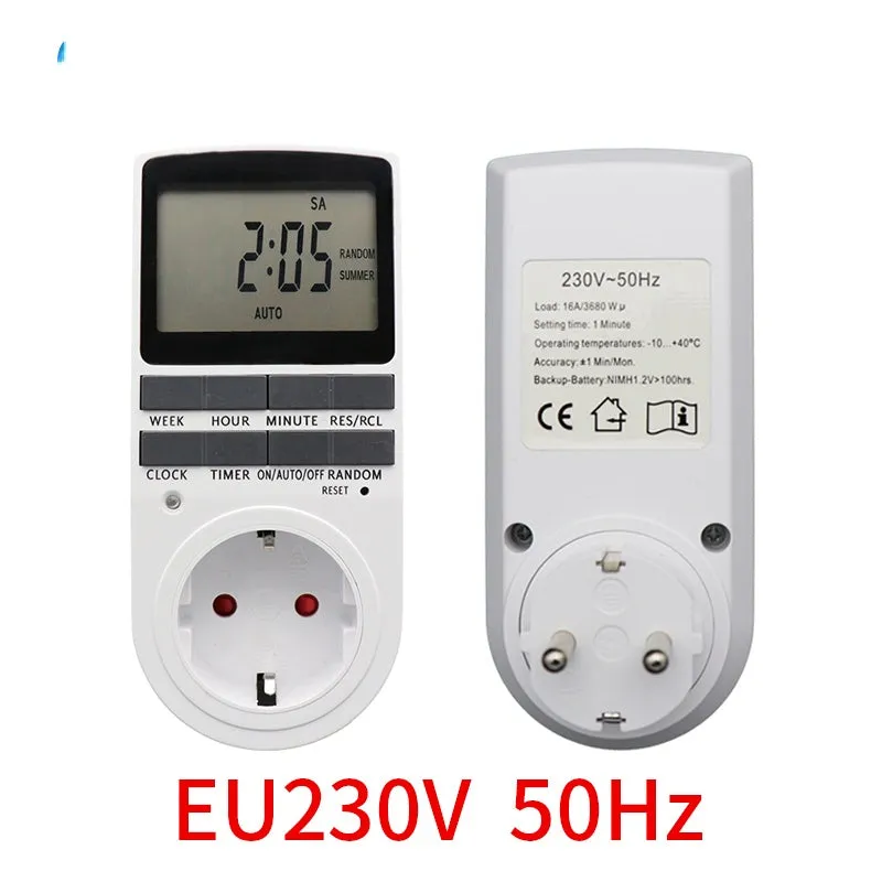 EU Electronic Digital Timer Switch US FR BR Plug Kitchen Timer Socket Outlet 230V 110V 7 Day 12/24 Hour Programmable Timing