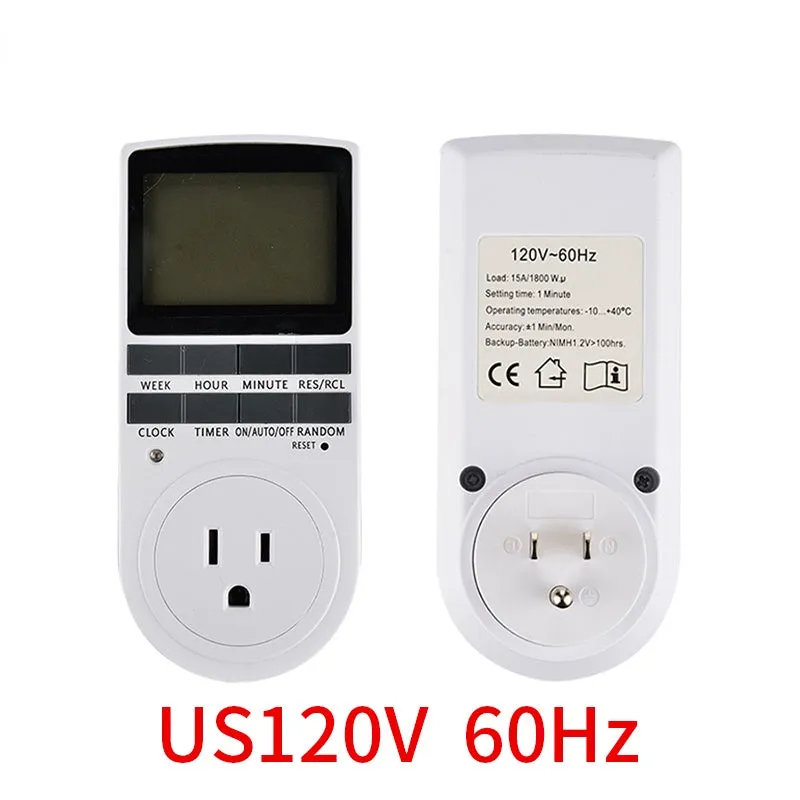 EU Electronic Digital Timer Switch US FR BR Plug Kitchen Timer Socket Outlet 230V 110V 7 Day 12/24 Hour Programmable Timing