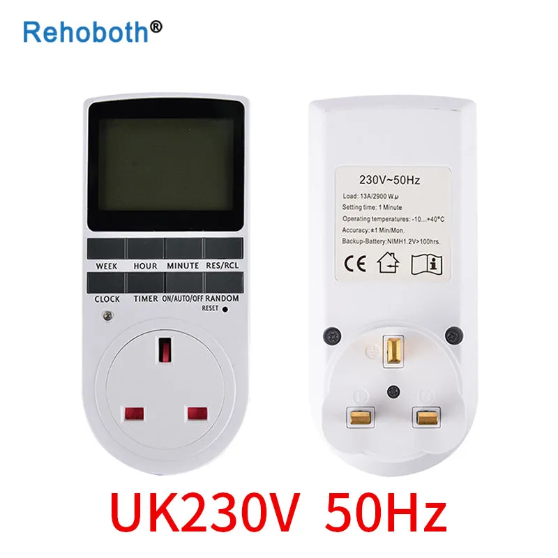 EU Electronic Digital Timer Switch US FR BR Plug Kitchen Timer Socket Outlet 230V 110V 7 Day 12/24 Hour Programmable Timing