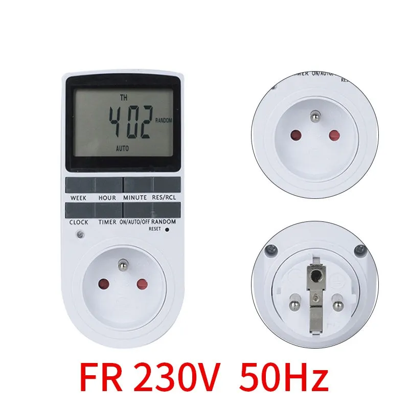 EU Electronic Digital Timer Switch US FR BR Plug Kitchen Timer Socket Outlet 230V 110V 7 Day 12/24 Hour Programmable Timing