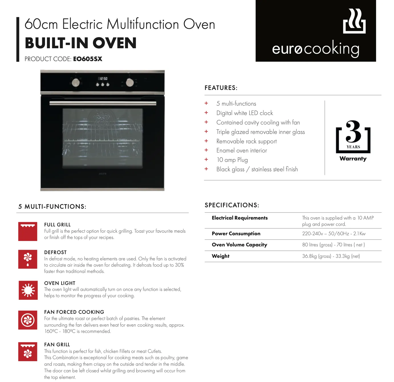 Euro Appliances Oven and Cooktop Package No. 1