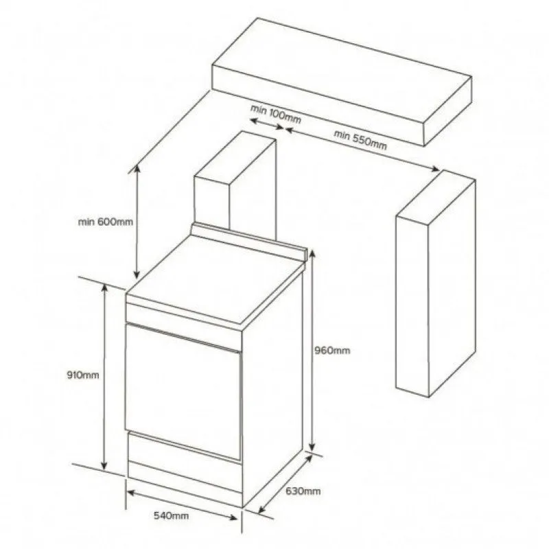 Euromaid 54cm 83L Electric Freestanding Oven Stove EFS54FC-SES