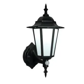 Evesham 7 Watt IP44 Natural White (4500K) LED Traditional Black PIR Wall Lantern