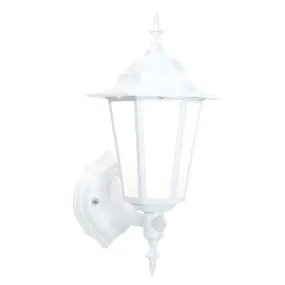 Evesham 7 Watt IP44 Natural White (4500K) LED Traditional Matt White PIR Wall Lantern