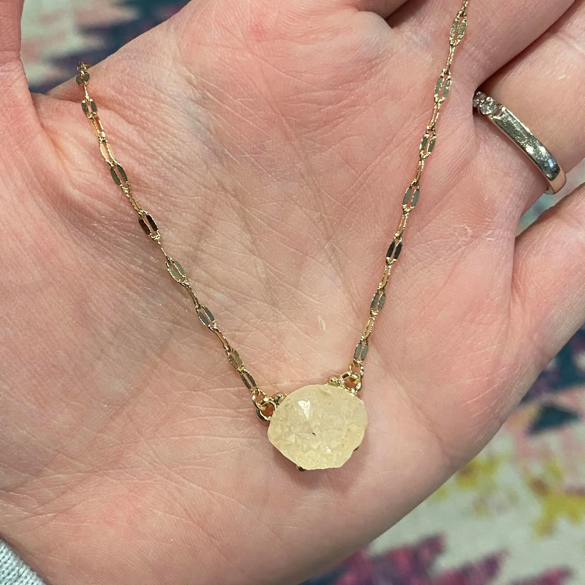 Faux druzy stone necklace