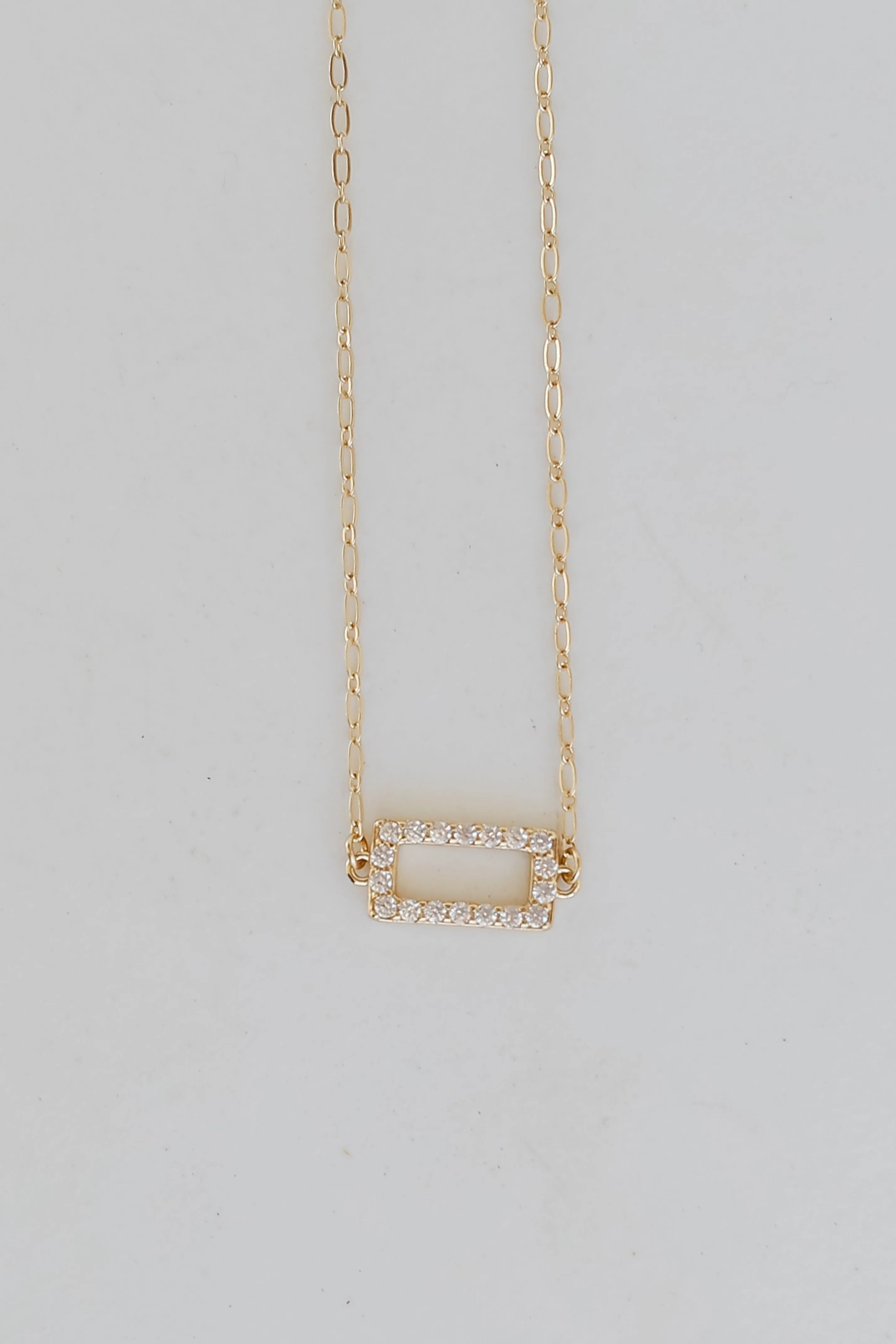 FINAL SALE - Brynne Gold Rhinestone Bar Charm Necklace