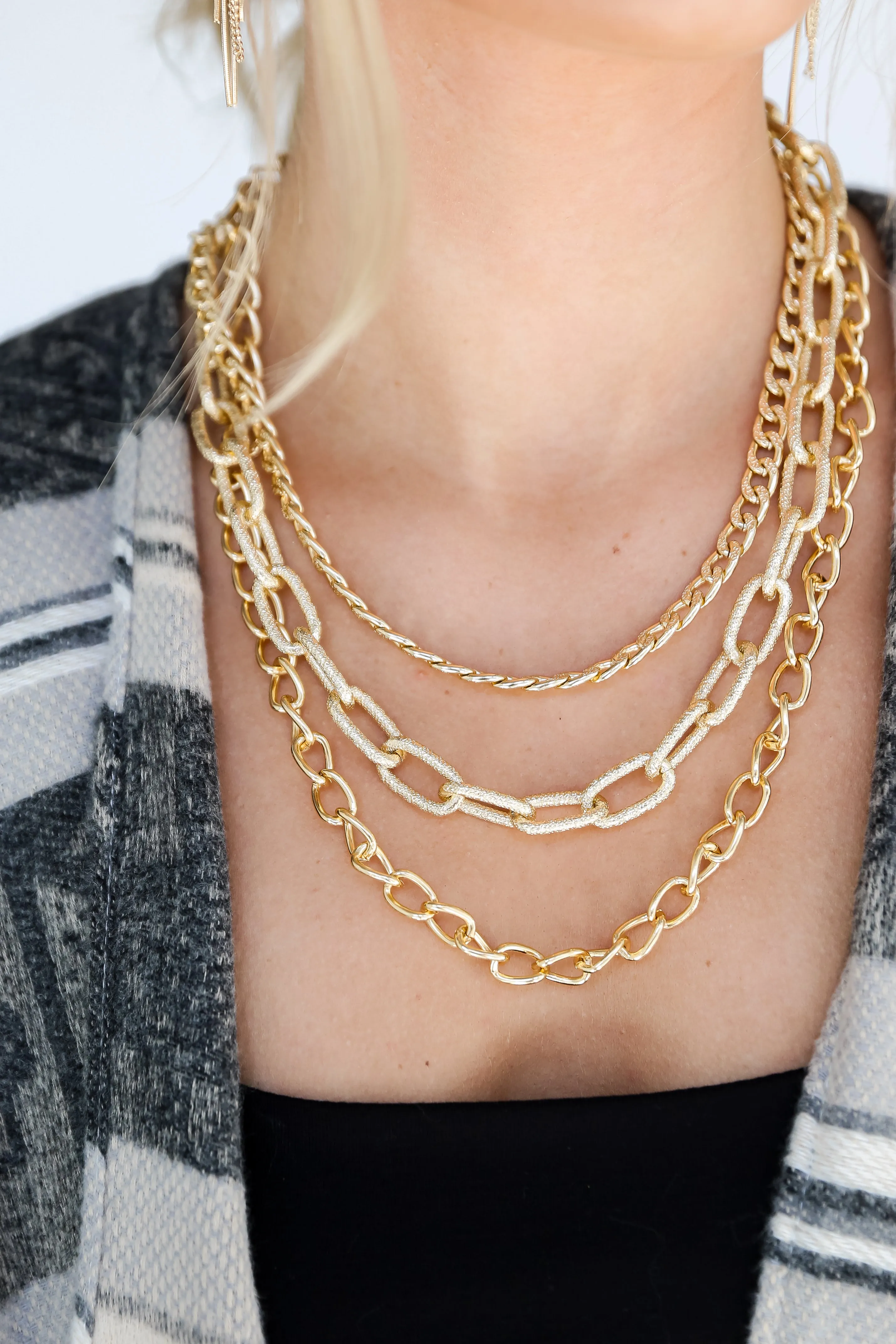 FINAL SALE - Reagan Gold Chainlink Layered Necklace