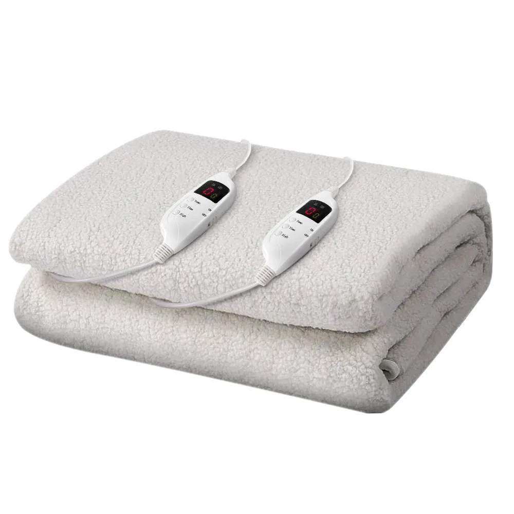 Fleecy Double Size Electric Blanket w/ 9 Temps, 12H Timer - Giselle