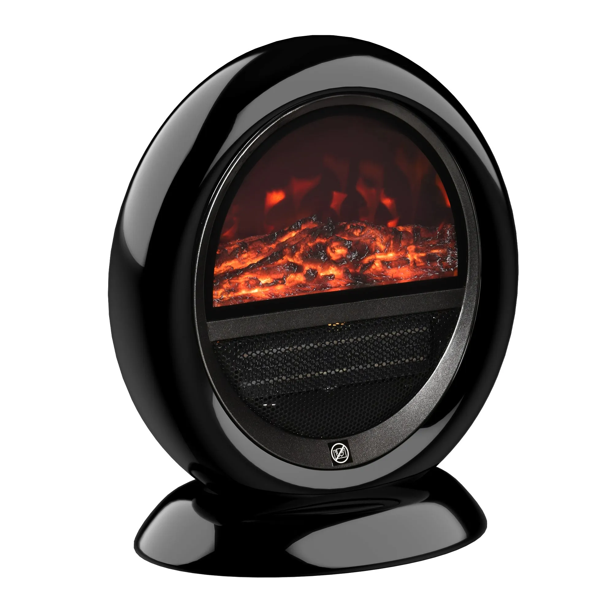 Free standing Electric Fireplace Heater with Realistic Flame Effect, Rotatable Head, Overheating Protection, 1500W, Black