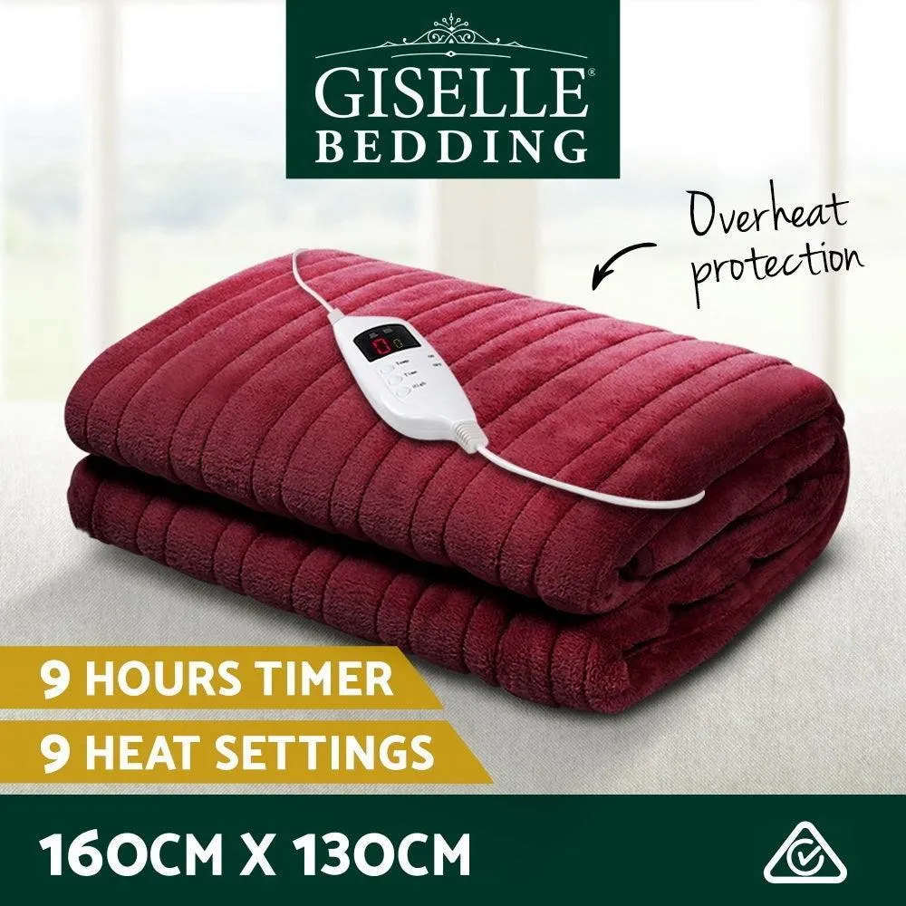 Giselle Bedding Electric Throw Blanket - Burgundy