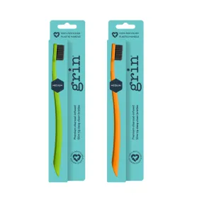 Grin 100% Recycled Toothbrush Mixed Lime & Orange (Medium)