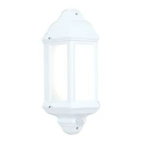 Halbury 7 Watt IP44 Natural White (4500K) LED Matt White PIR Half Lantern