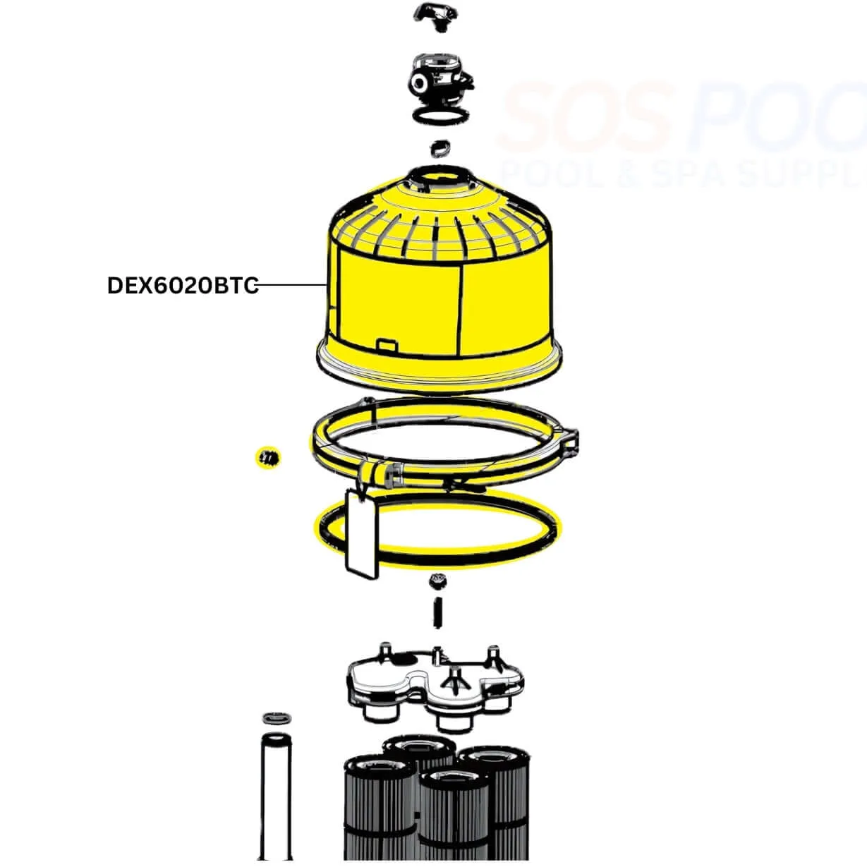 Hayward Filter Head With Clamp System | 60 Sq. Ft Filter Lid | DEX6020BTC