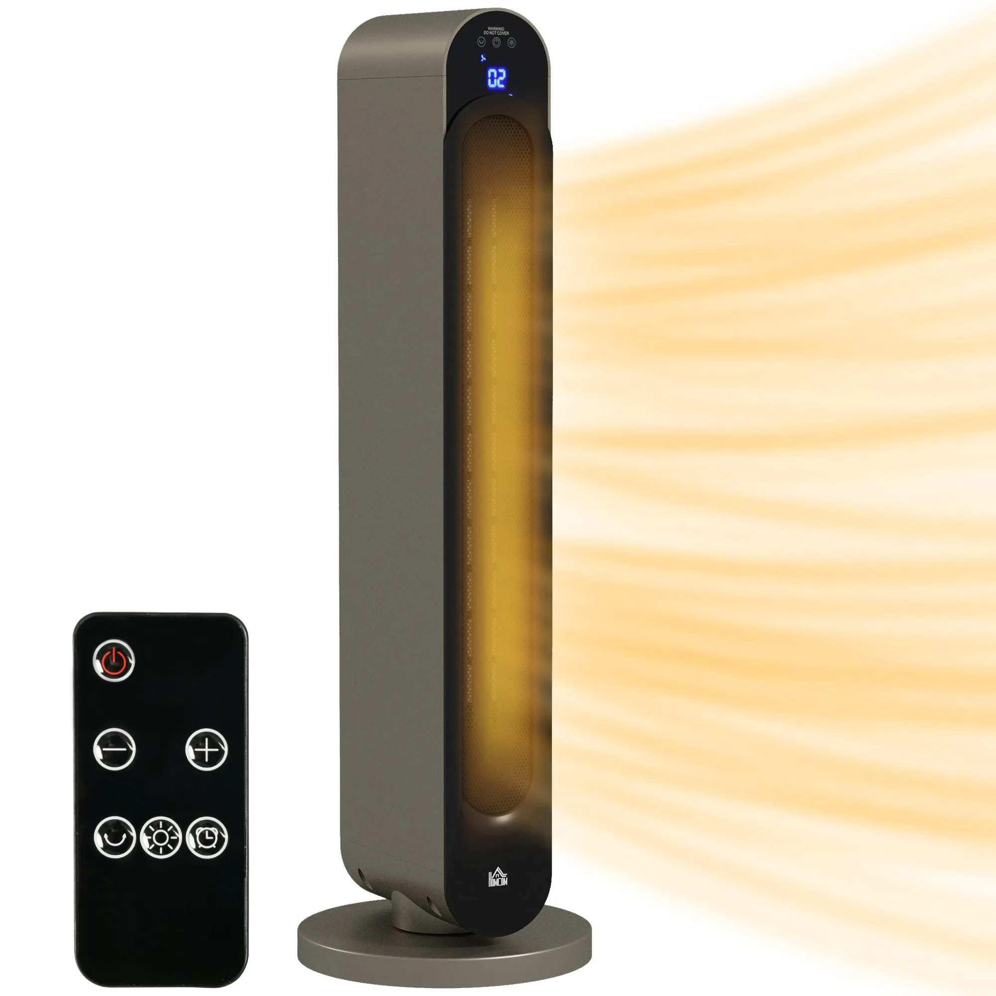 HOMCOM 2200W Ceramic Heater for Home with Remote Control, 12H Timer, Silver