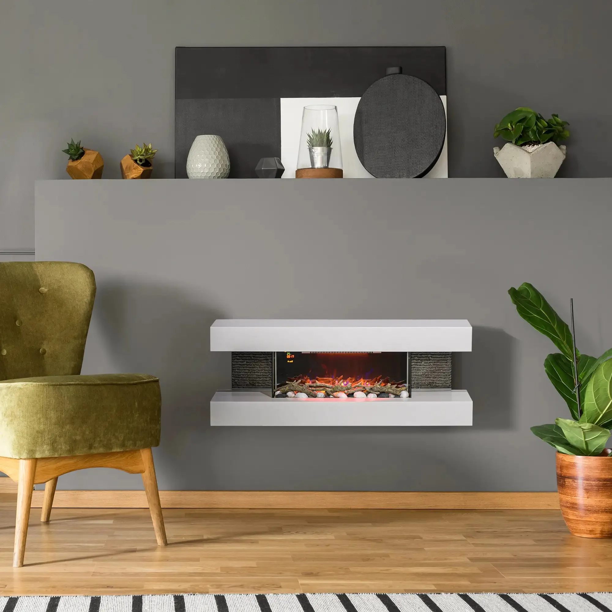 Homcom 2kW 120cm Freestanding/ Wall Mounted Electric Fireplace