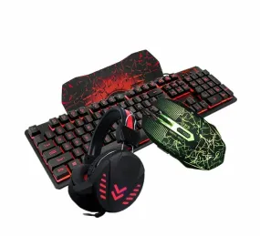 Home Illuminated Wired Backlight Desktop Gamer Gift 4 in 1 Computer Gaming Mouse Keyboard Headset Kits