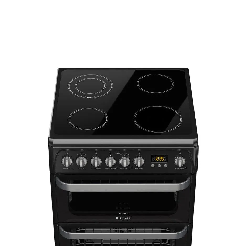 Hotpoint HUE61K 60cm ULTIMA Double Oven Electric Cooker With Ceramic Hob - Black