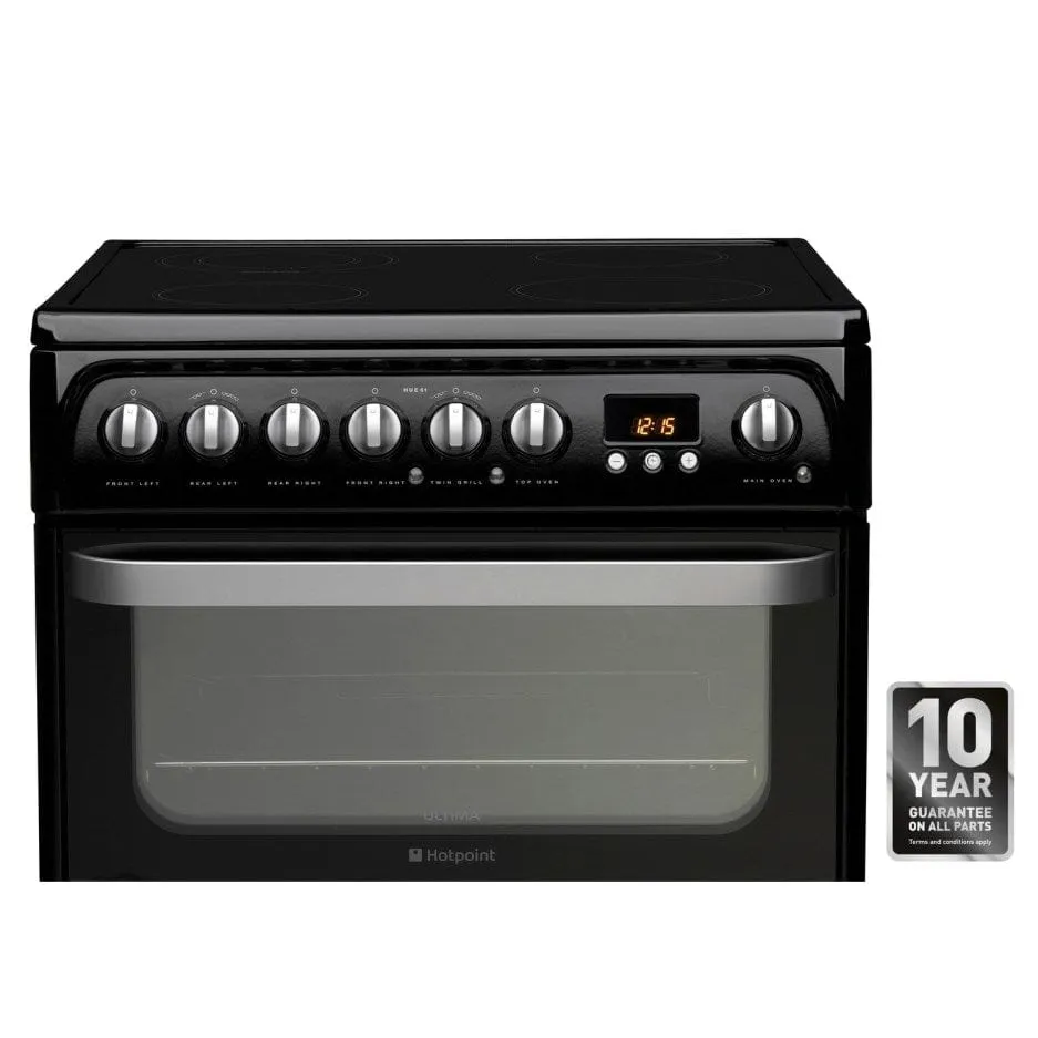 Hotpoint HUE61K 60cm ULTIMA Double Oven Electric Cooker With Ceramic Hob - Black