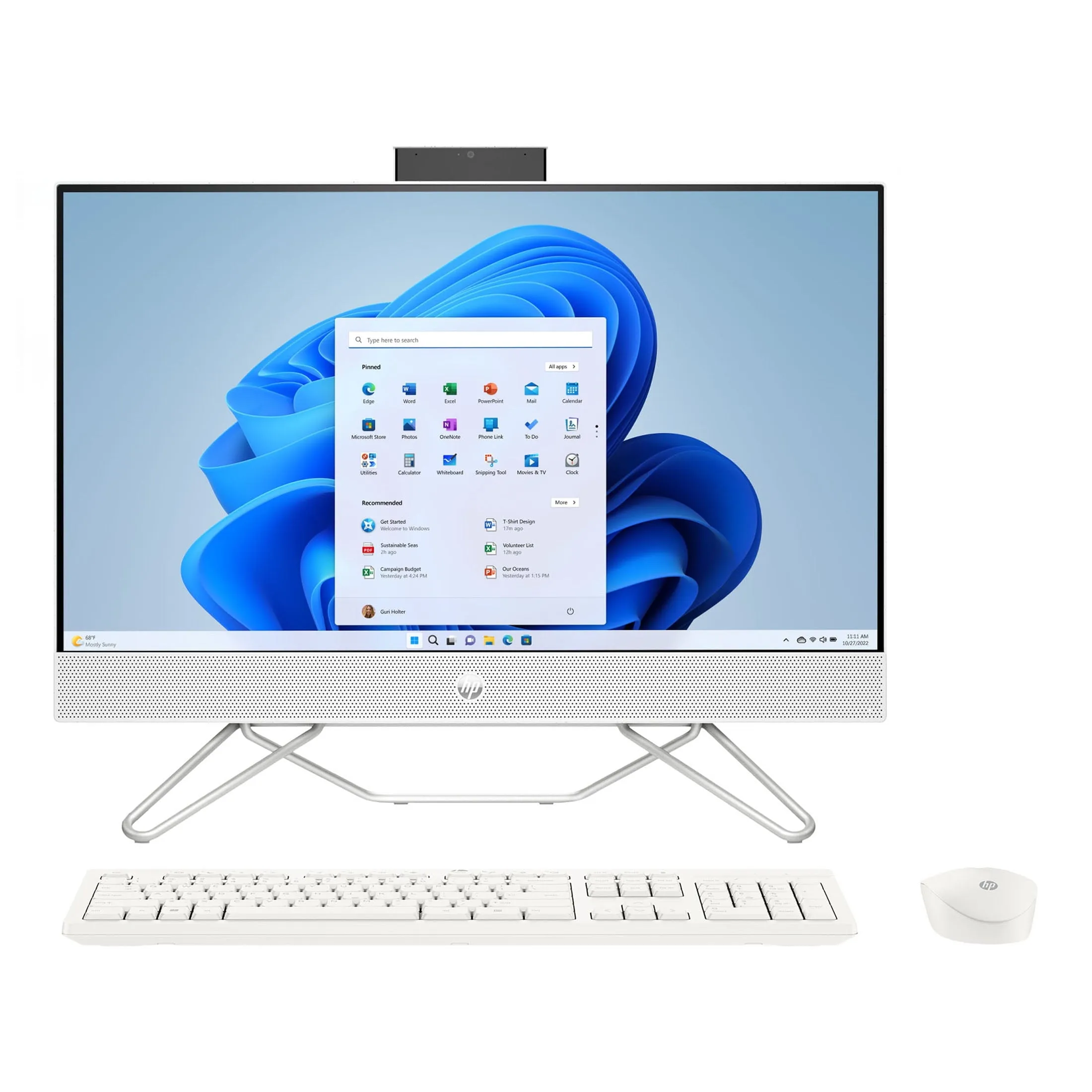 HP 24-cb1023w 23.8" FHD Touchscreen i3-1215U 1.2GHz Intel UHD Graphics 8GB RAM 256GB SSD Win 11 Home Starry White