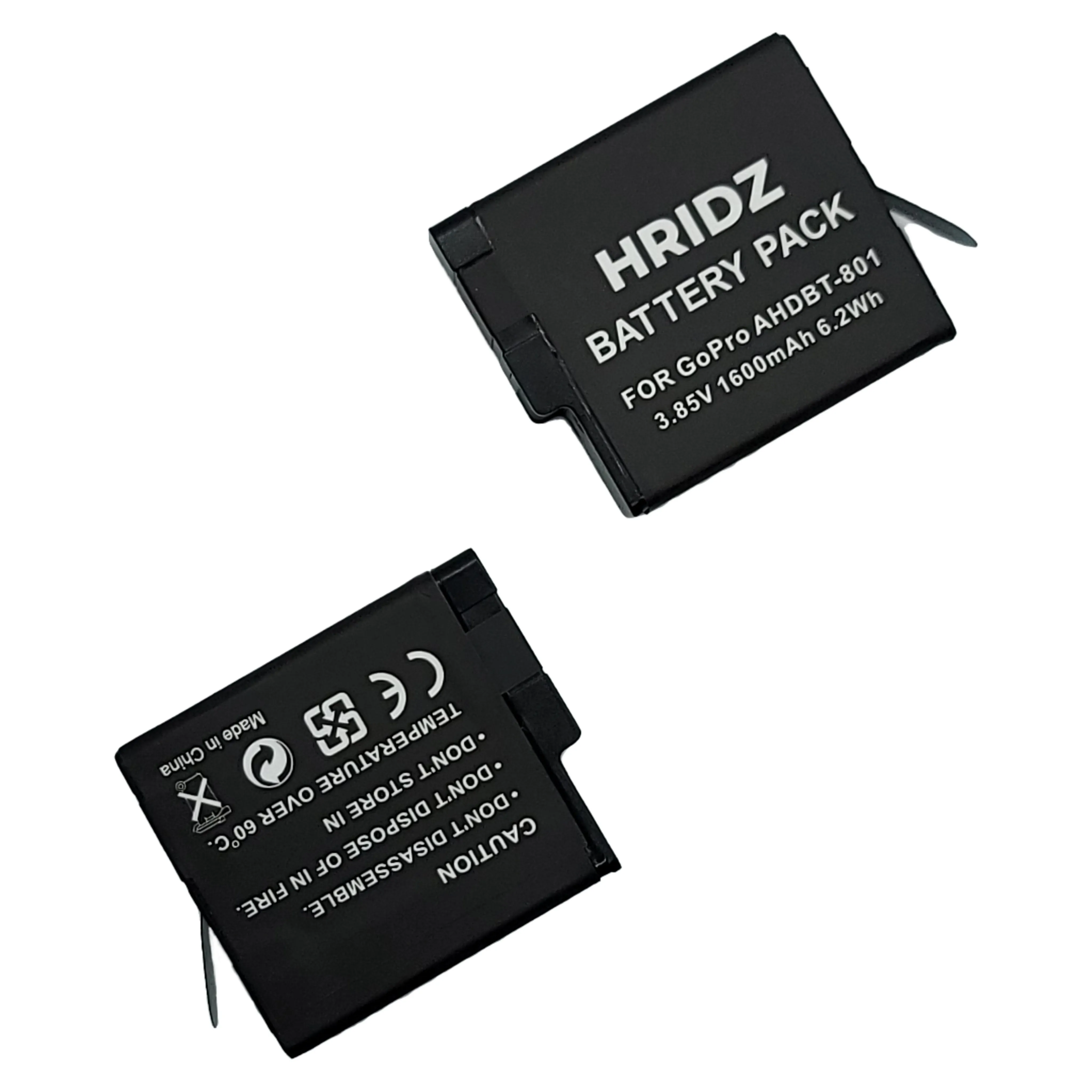 Hridz Battery & Charger for GoPro Hero 8 Hero 7 Hero 6 Hero 5 for Go Pro AHDBT-801 AHDBT801