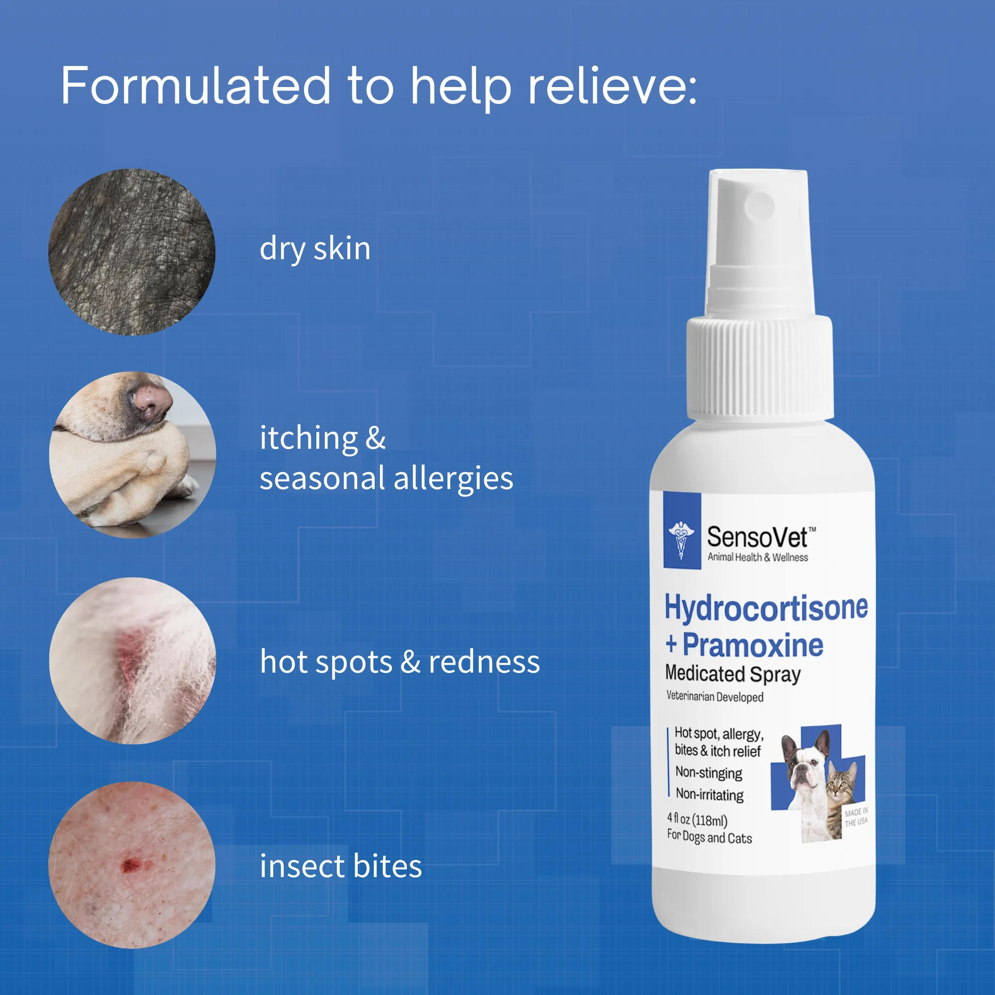 Hydrocortisone & Pramoxine Spray for Dogs & Cats - 4oz