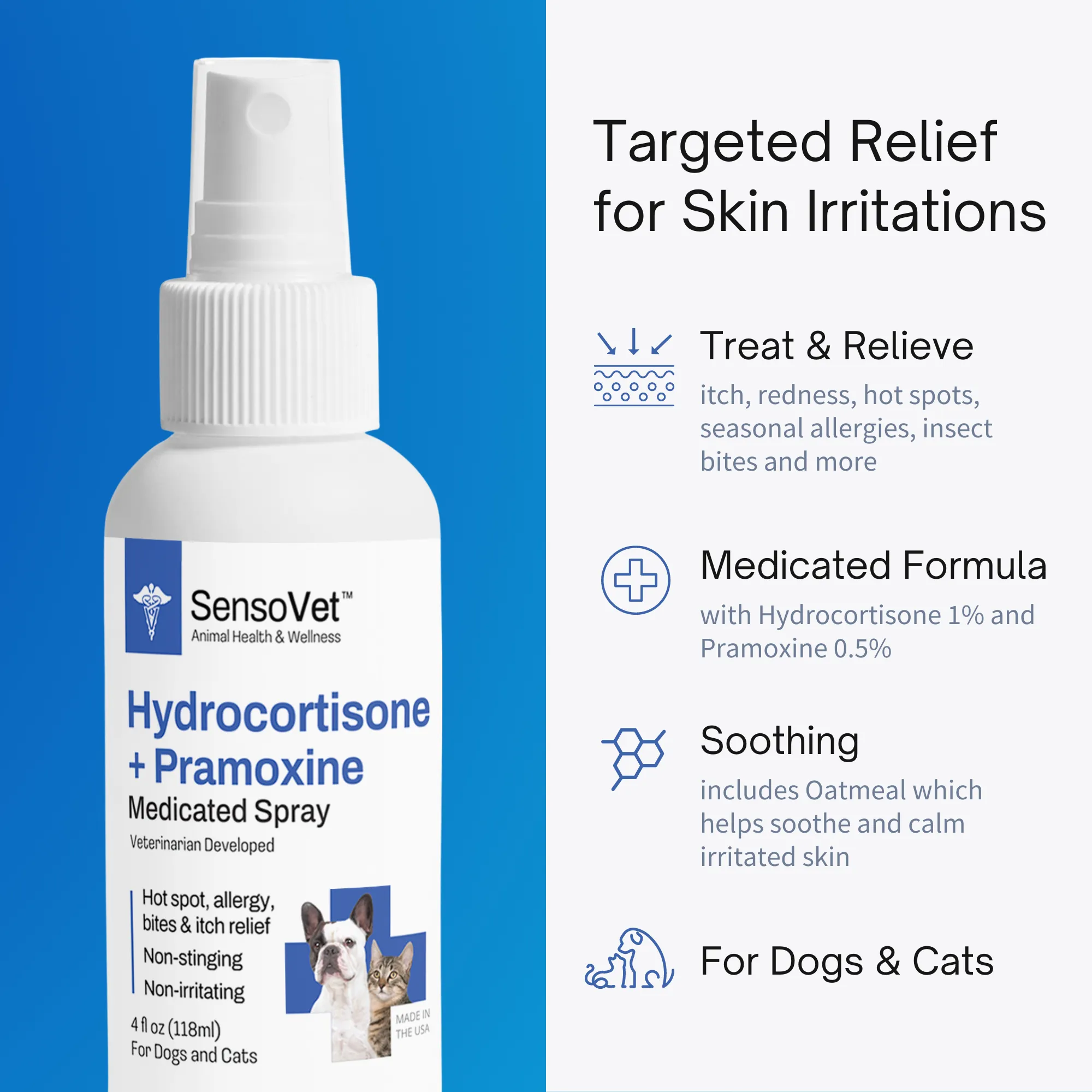 Hydrocortisone & Pramoxine Spray for Dogs & Cats - 4oz