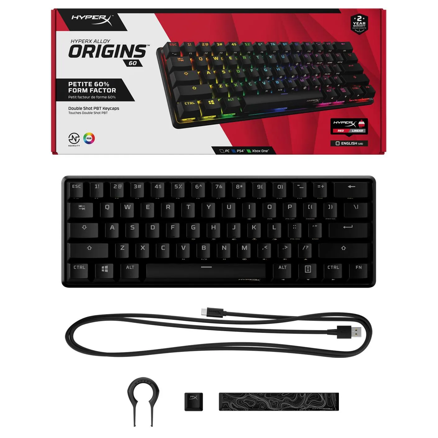 HyperX Alloy Origins 60 Mechanical Gaming Keyboard (Red Switch Linear)