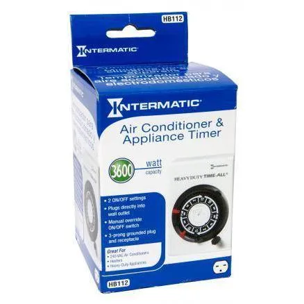 Intermatic Air Conditioner & Appliance Heavy Duty Timer, 3600W, 15A, 240V, 2 On/Off, 24 Hour