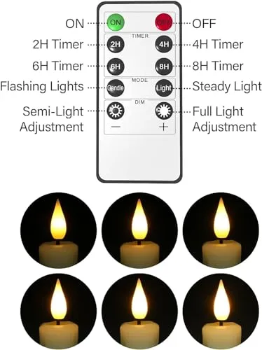 JHEPCOIN 3D Wick, Dripless Real Wax LED Candles with Flameless Taper Candles with Remote and Timer, Flickering Candlesticks Battery Operated, Electric Candles for Home, Wedding, Party, Décor (6Pcs)