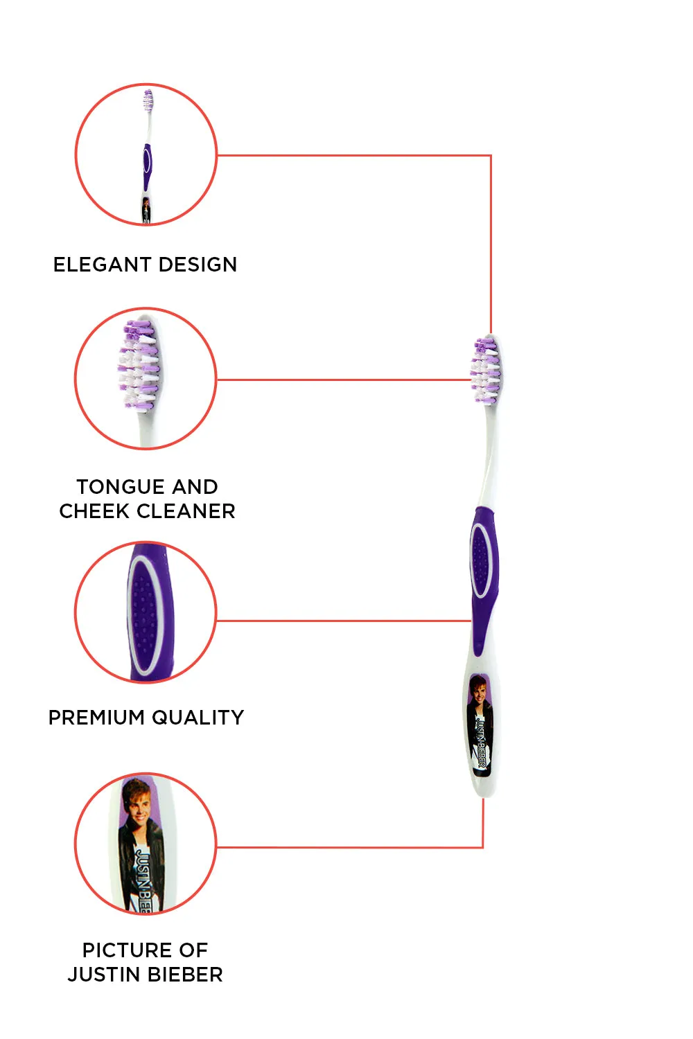 Justin Bieber Manual Toothbrush-Purple