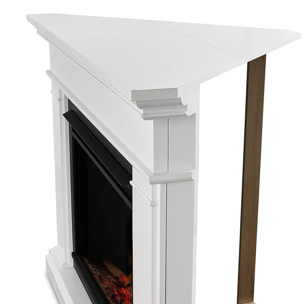 Kennedy Grand Corner Electric Fireplace Mantel Package in White