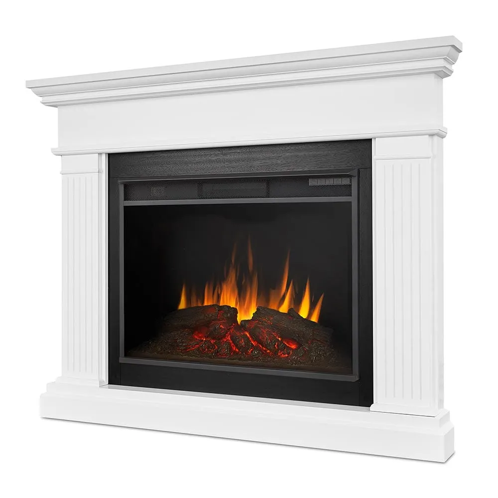 Kennedy Grand Corner Electric Fireplace Mantel Package in White