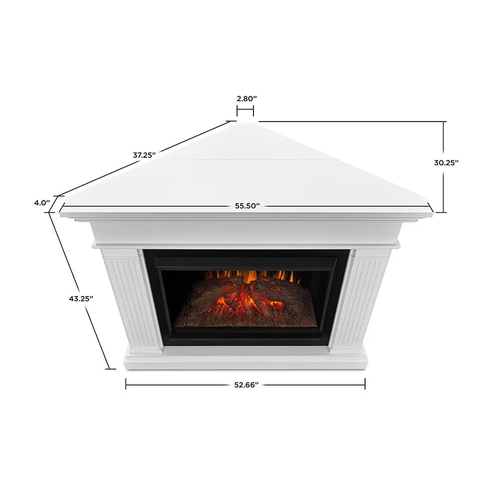 Kennedy Grand Corner Electric Fireplace Mantel Package in White